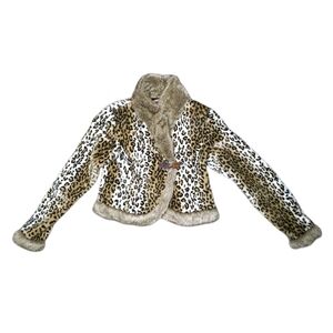 Womens Hot Kiss Faux Fur Brown Leopard Print Size Small/Medium Jacket Coat